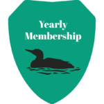 Yearly membership shield image of a loon swimming