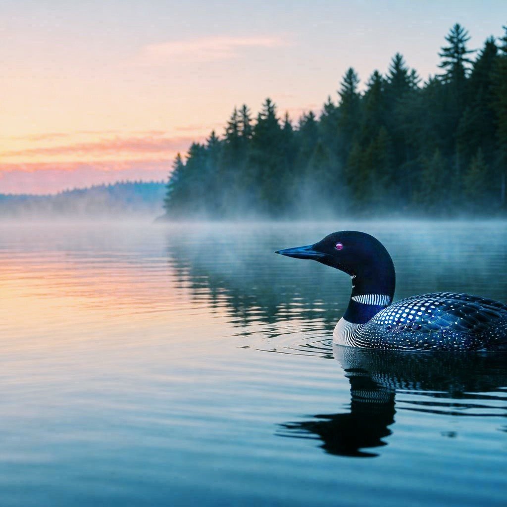 Common Loon resting on a quiet Michigan lake